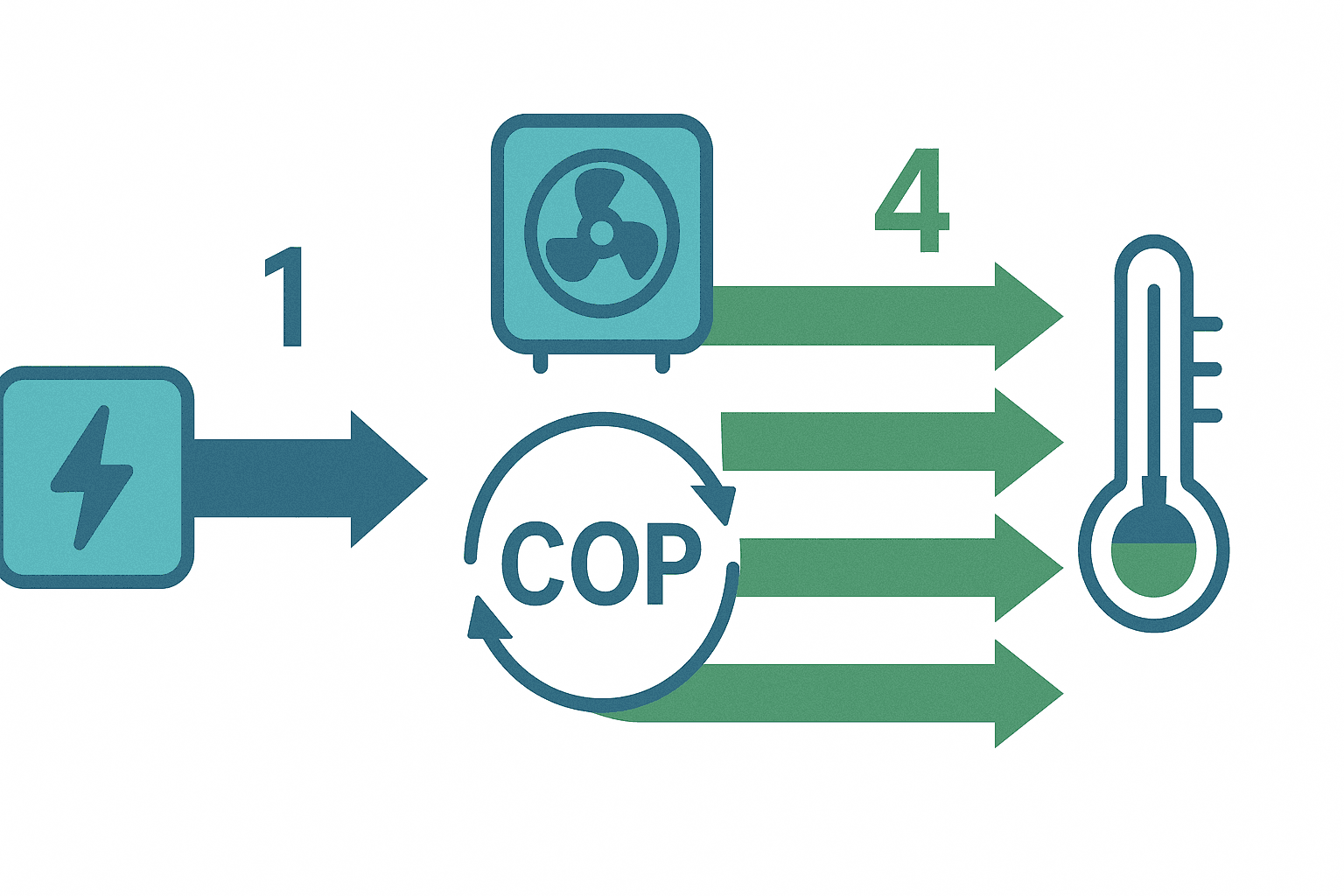Schéma explicatif du coefficient de performance d'une pompe à chaleur