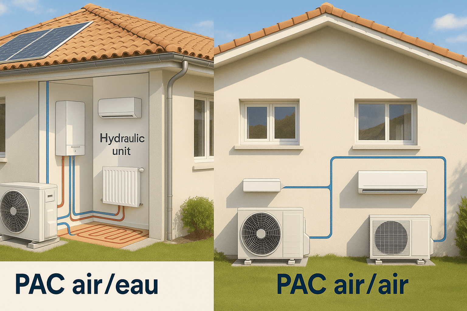 Comparaison entre une pompe à chaleur air/eau et une pompe à chaleur air/air