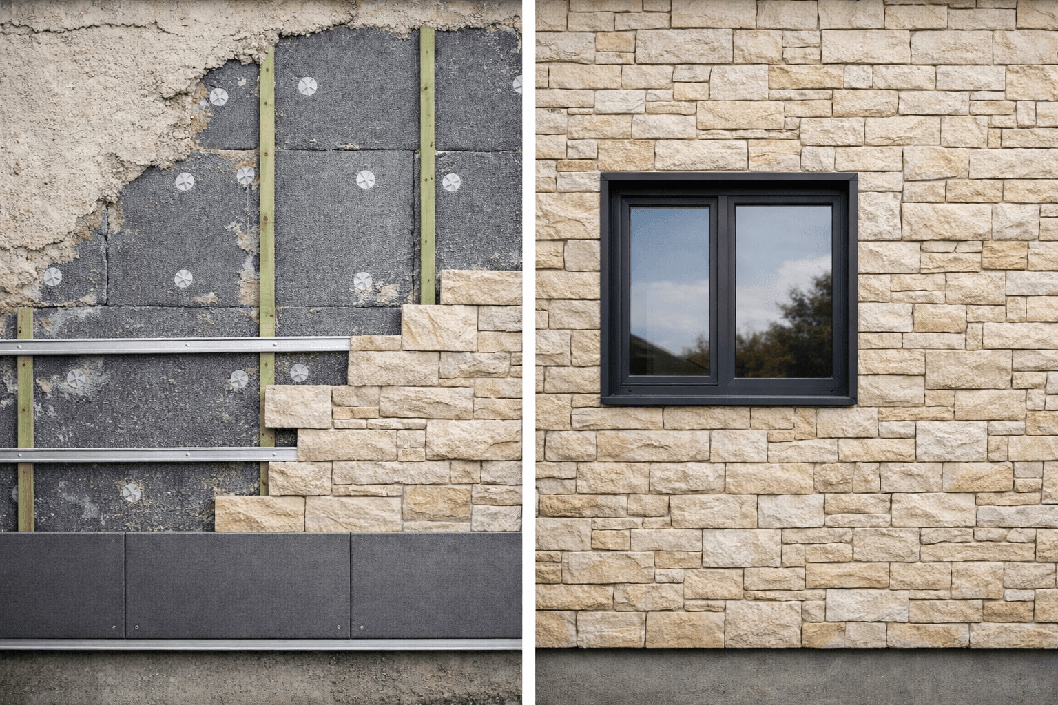 Finition Parement pierre - Isolation thermique extérieure