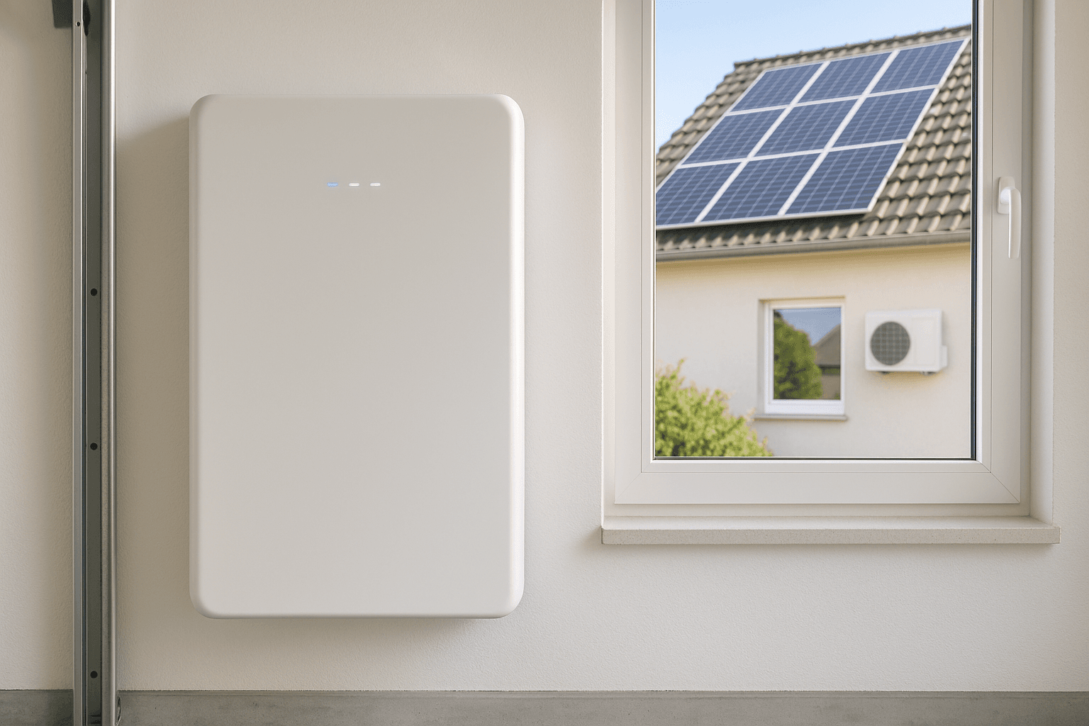 Batterie de stockage solaire domestique installée dans un garage