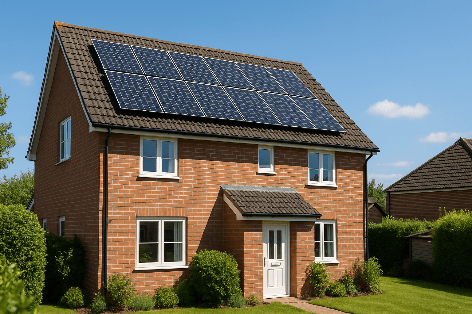 Installation de panneaux solaires sur le toit d'une maison individuelle
